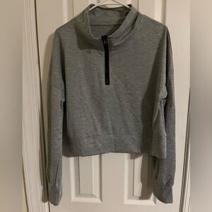 Gray Quarter-Zip Women's Top